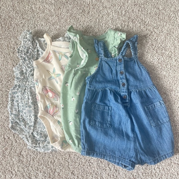 Baby girl 6 month spring summer bundle 4 items 6-12 month like new floral denim - Picture 2 of 15